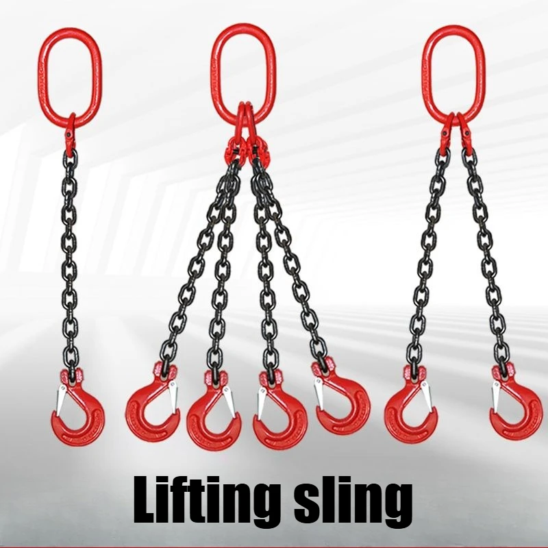 Chain Sling G80 Manganese Hook Rings Iron Chain Crane Alloy Steel Material Various Specifications Multiple Sizes High Strength