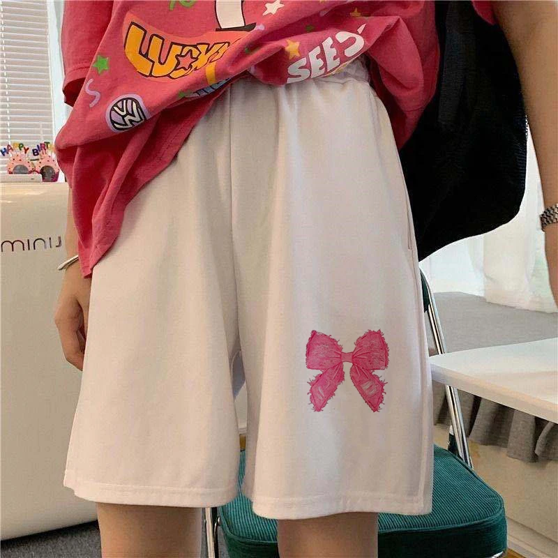 2025 nuevo variado bordado encantador niñas verano moda pantalones cortos mujeres Harajuku elasticidad suelta elegante Wideleg Casual estilo Simple