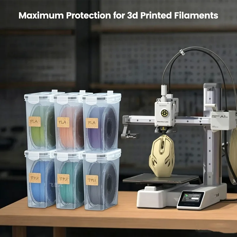 4Pcs Airtight 3D Printing Filament Container Dust/waterproof Transparent Filament Storage Box Portable (Consumable Not Included)