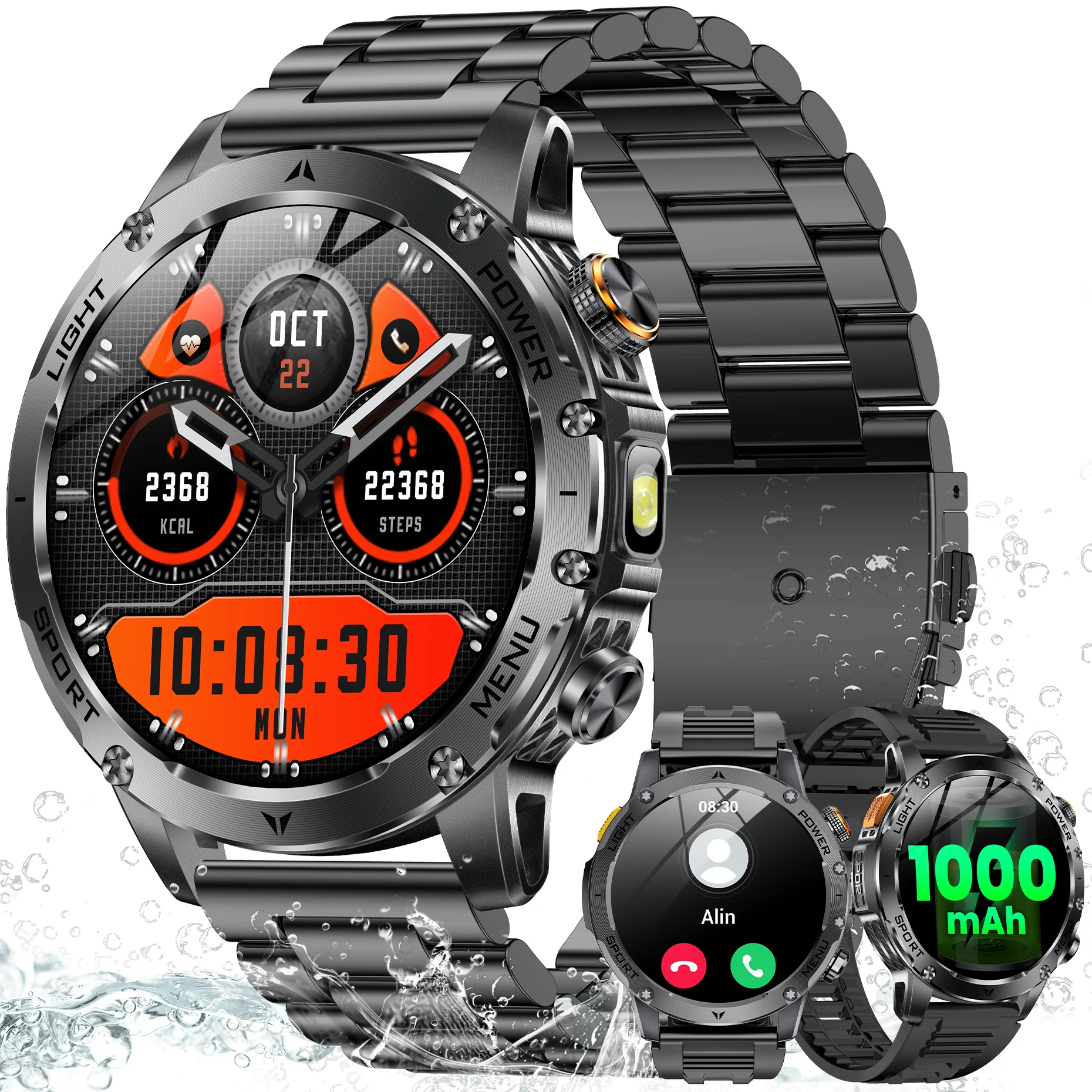 2026 Sport Smartwatch voor Heren, 1.85" HD IPS Scherm, Bluetooth Oproepen, 110+ Sportmodi, Hartslagmeter, Fitness Tracker, Smartwatch voor Android en iOS