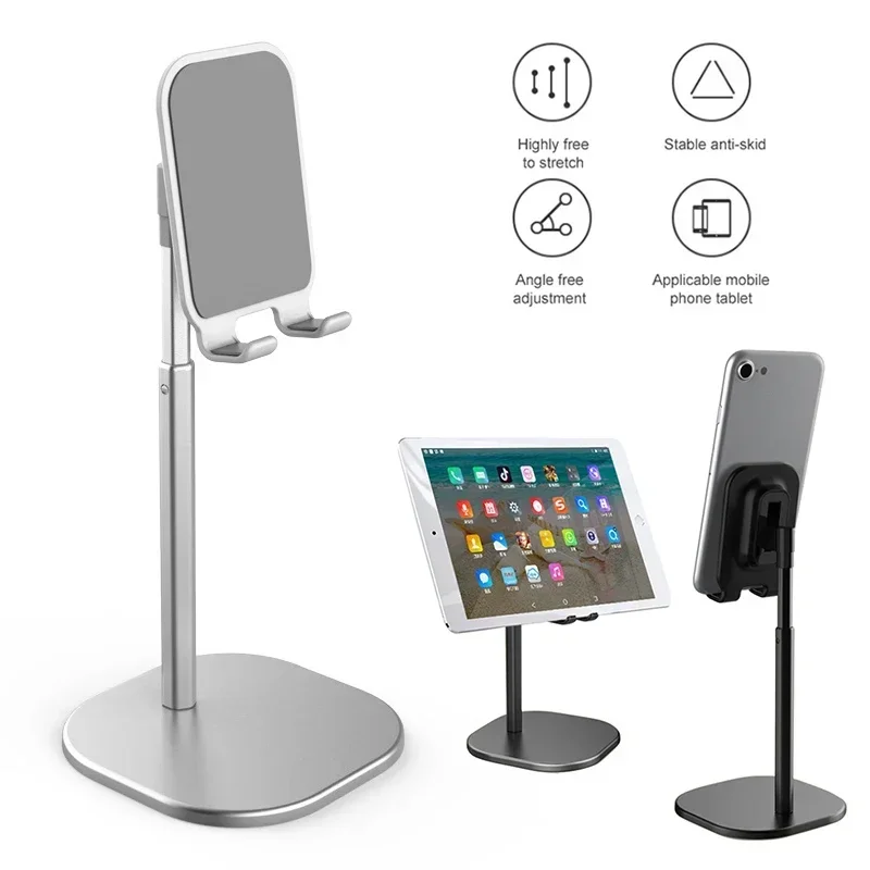 Desktop Phone Holder Tablet Stand For Ipad Phones Universal Bracket Metal Telescopic Adjustable Height Angle Live Support