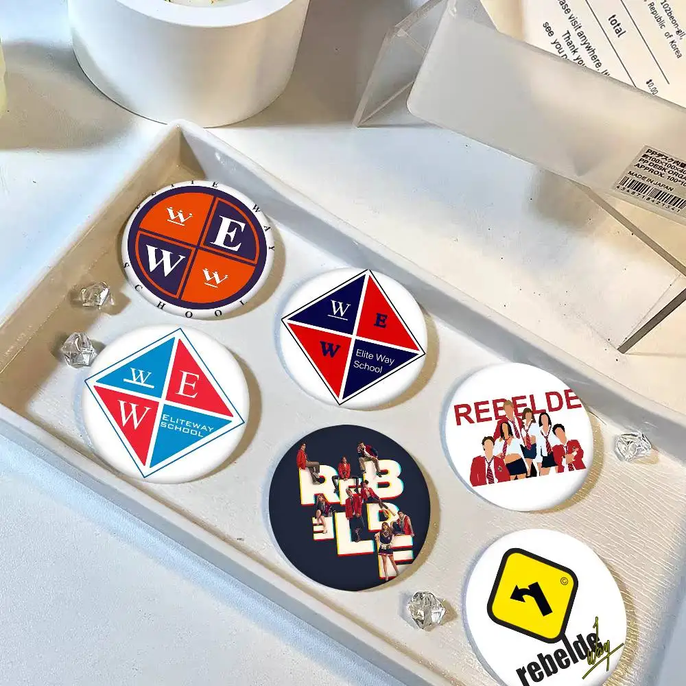 1pc Elite Way School Rebelde Way Cartoon Style Badge Brooches On Backpack Decoration Round Enamel Pins For Accessorys