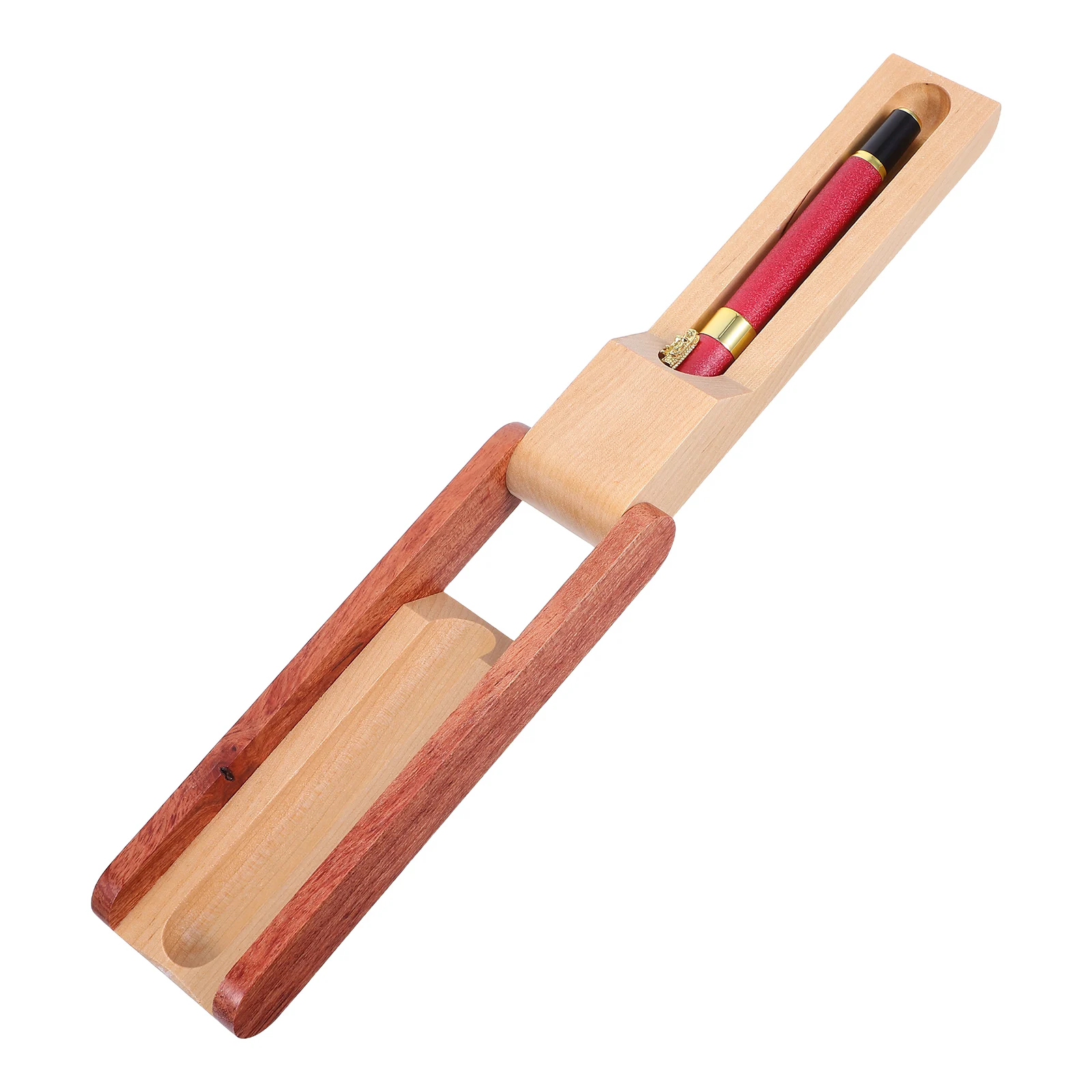 

Wooden Box Solid Wood Desk Pencil Case Flip Lid Storage Organizer Natural Grain Executive Pen Holder Office Stationery Sealing