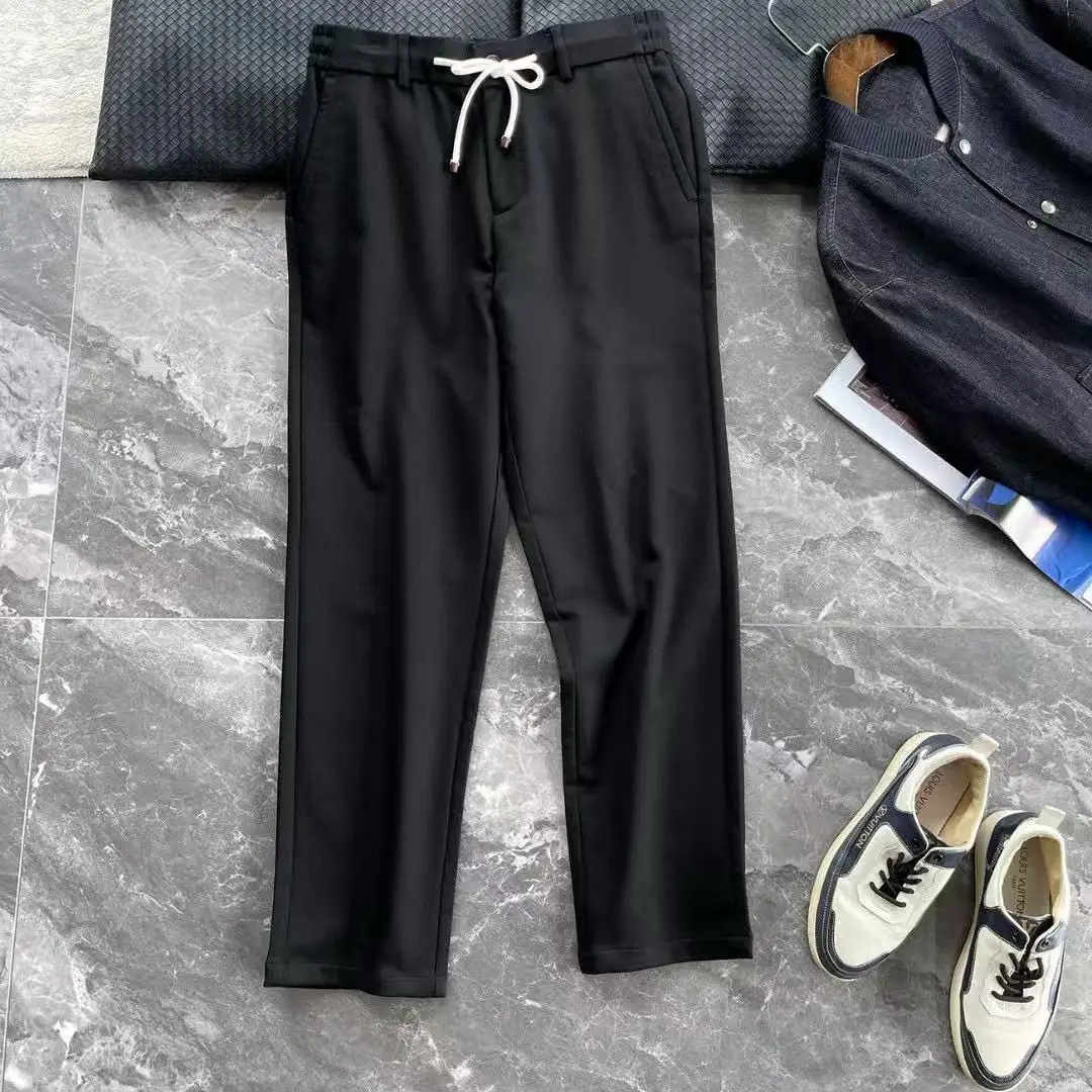 BC الخريف والشتاء الإيطالي نمط المال القديم الجديد أزياء بسيطة الأعمال عارضة السراويل الرجال الرباط السراويل المستقيمة #3