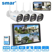 Kit de cámara Wifi Smar de 5MP/3MP, detección facial Ai, visión a todo Color, cámara IP, 8 canales, NVR 10,1, LCD, sistema de vigilancia CCTV inalámbrico