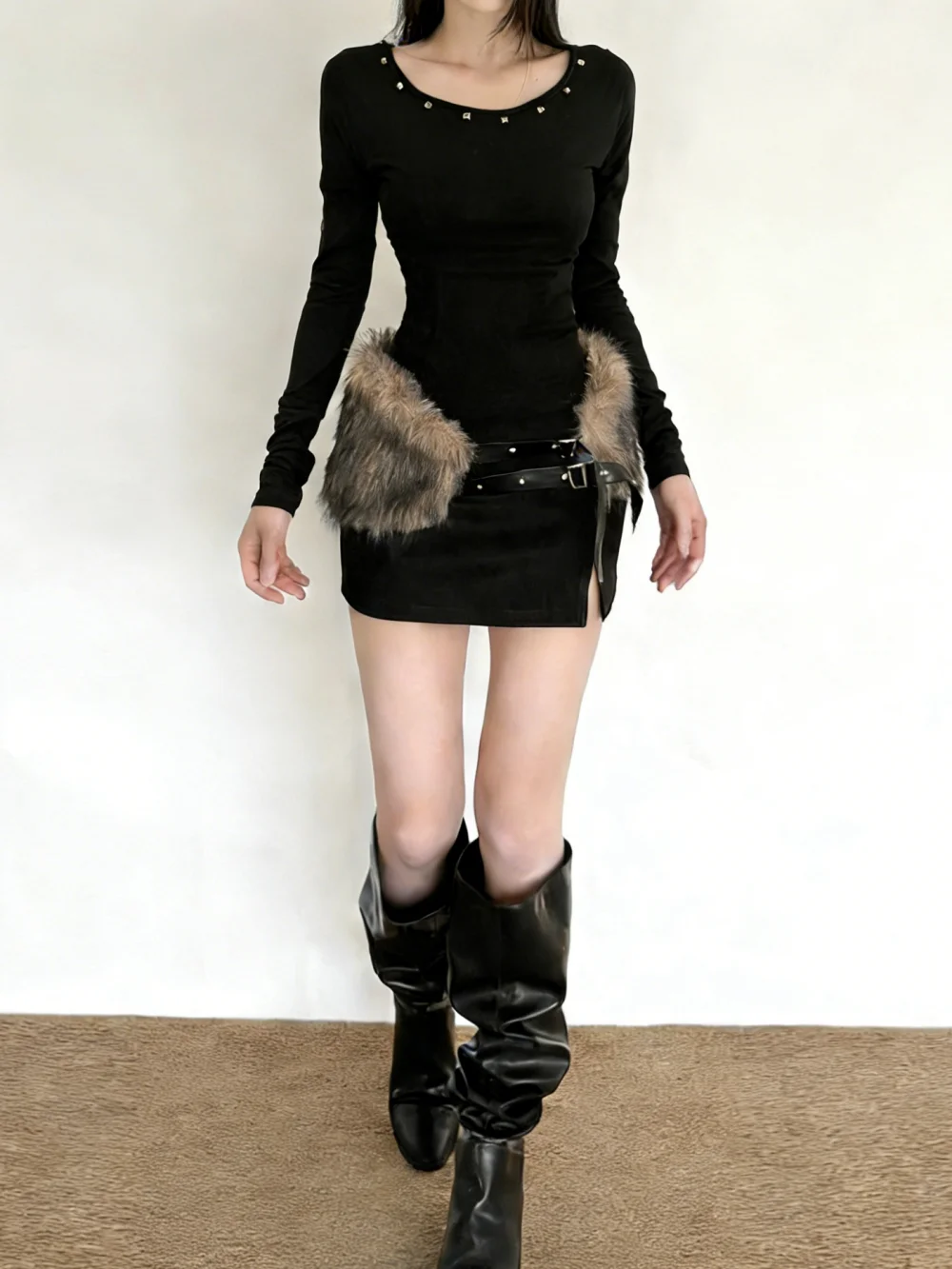 High Street Punk Sweet Cool top met ronde hals, 2026 nieuw retro, minimalistisch statement veelzijdig T-shirt voor dames, muziekfestival