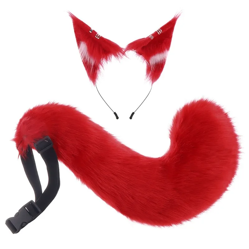 Plush Wolf Ears Headband Fox Ears Cos Halloween Handmade Female Wolf Tail Simulation Beast Ears Beast Tail Comic Exhibition