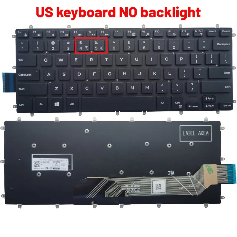 For DELL Inspiron 13 5368 5378 5578 7368 7378 14 7460 7466 7467 15 7560 7569 7573 7579 Russain/US/Spanish/Brazil laptop Keyboard