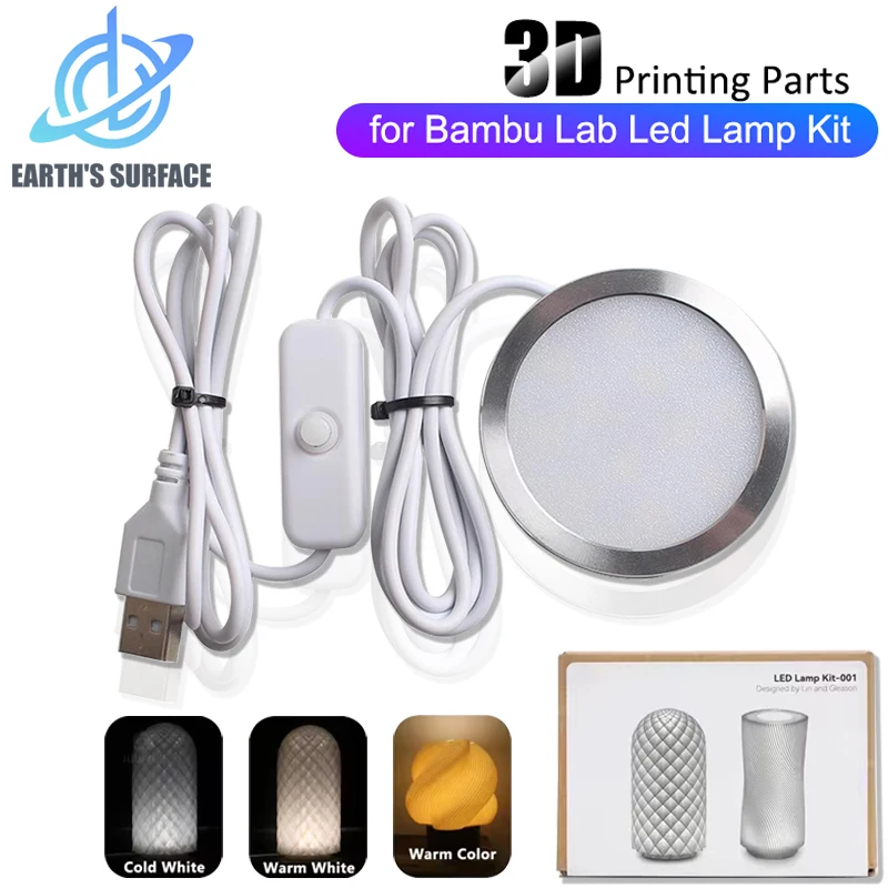 3D Printer Part for Bambu Lab LED Lamp Kit 001 DIY Model Hardware Without Shell Warm White DC 5V 3D Printer Adjustable Light Kit