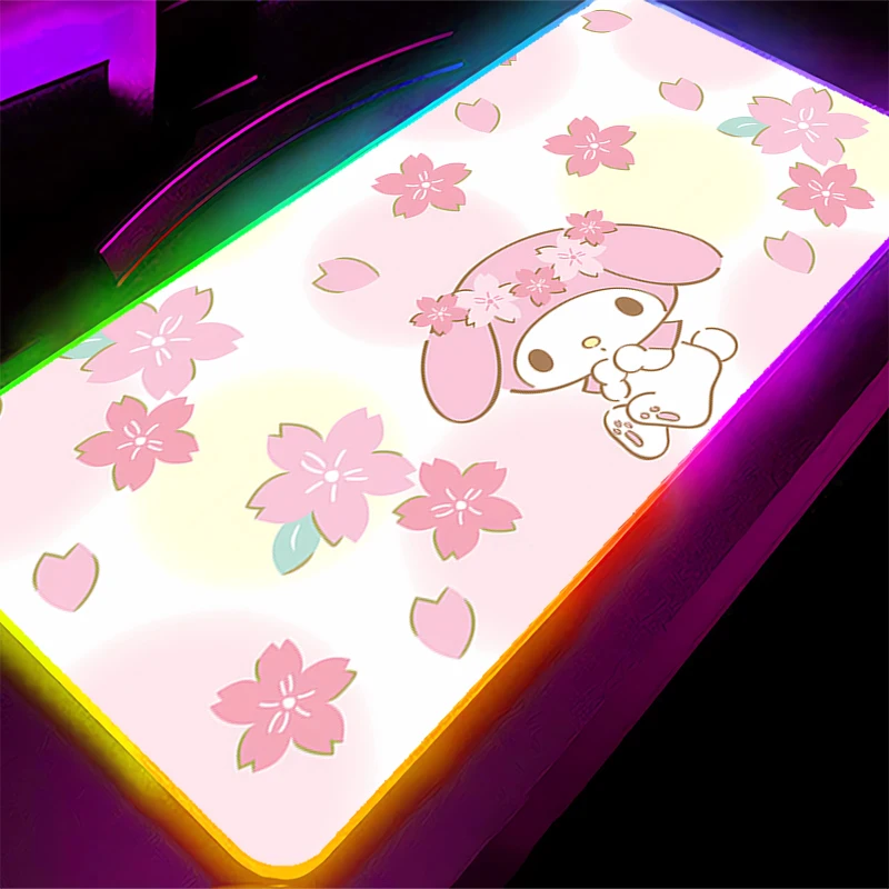 แผ่นรองเมาส์ LED ลายมายเมโลดี้ ไฟแบ็คไลท์ สำหรับเล่นเกมส์ น่ารัก ขนาด XXL อุปกรณ์เสริมสำหรับคอมพิวเตอร์ พีซี คีย์บอร์ด นักเล่นเกมส์ RGB แผ่นรองโต๊ะ alfombrilla xxl Mousepad