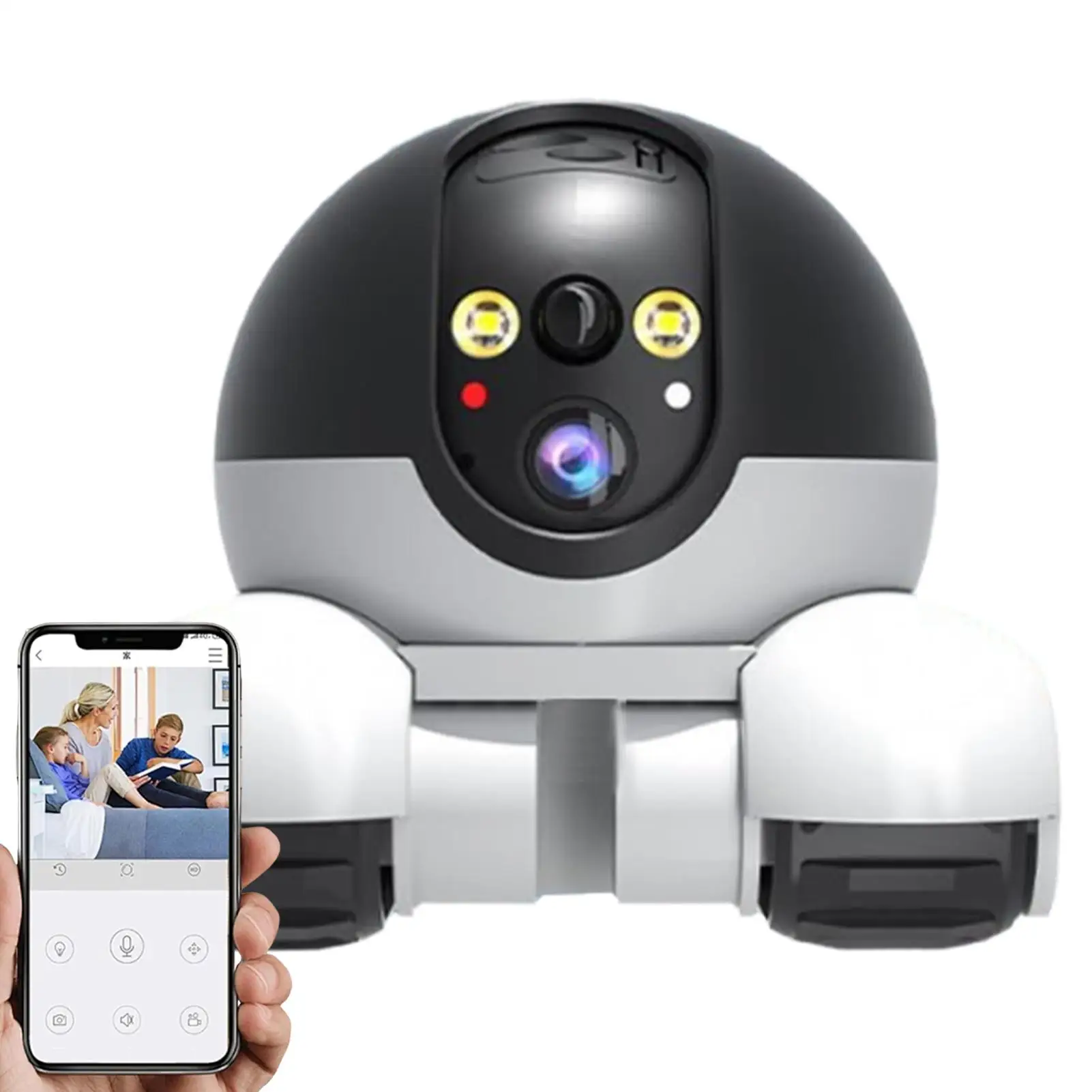 

WiFi Robot Camera 1080P Wi-Fi Robot With Camera AI-powered Wi-Fi HD Double Lens 360-degree Night Vision With App Control Remote