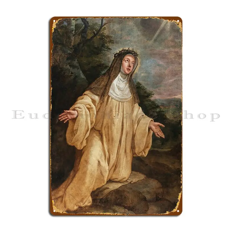 Saint Catherine Of Siena Gaspar De Crayer 1655 Renaissance Christian Art Metal Sign Living Room Garage Printed Tin Sign Poster