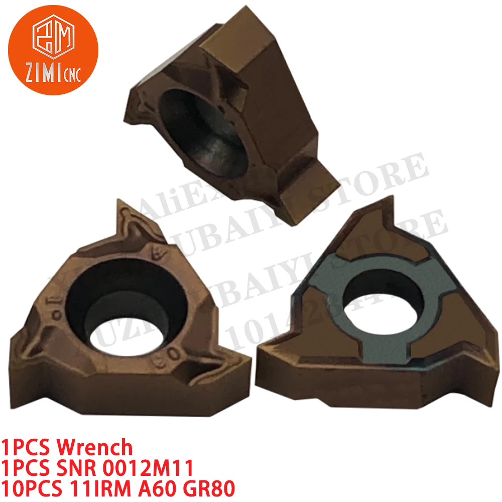 10 pcs 11irm A60 GR80 Sisipan berulir Insert karbida 1pc SNR 0012m11 Pemegang alat berulir mekanik logam Alat CNC alat pemotongan