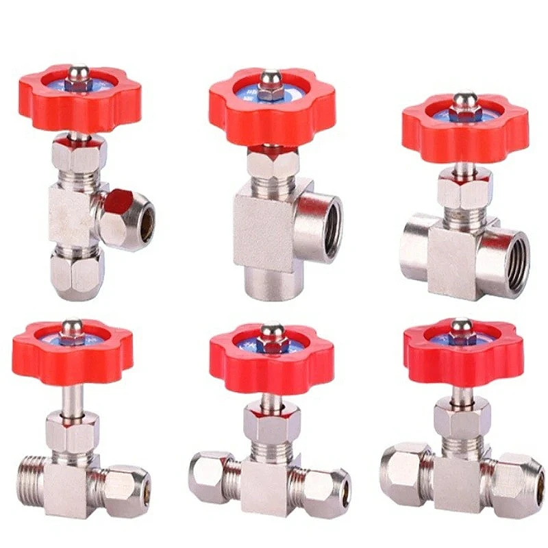 Copper Tube Pneumatic Needle Globe Valve Metal High Pressure 6 8 10 12mm Nickel Plated Inner Diameter 1/8 1/4 