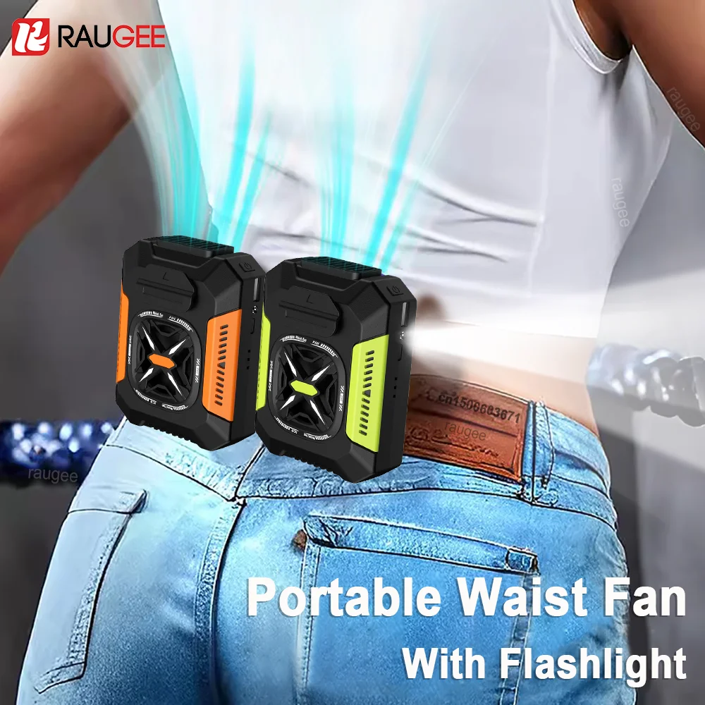 

Portable Waist Fan Mini Hanging Neck Fan 5000mAh USB Rechargeable Fan 3 Speed Small Clip Fan Air Cooler LED Light Power Bank NEW