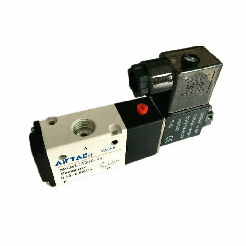 

3V210-08 3Way2 Position 1/4" Port Airtac Pneumatic Air Solenoid Valve DC24V 1PC