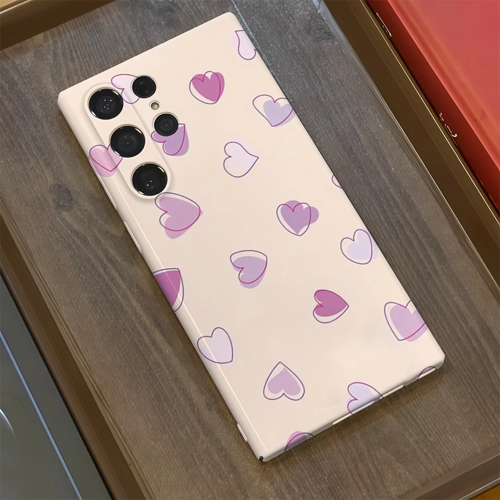 حافظة هاتف على شكل قلب باستيل لهاتف سامسونج جالاكسي S25 Ultra S24 S23 Ultra Plus غطاء خلفي لامع بطبقة مزدوجة #3