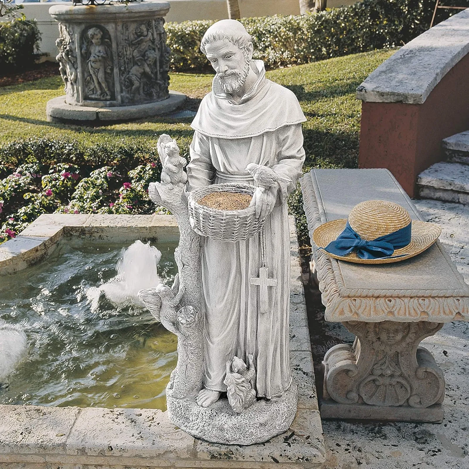

US KY1299 Nature's Nurturer Francis of Assisi Religious Garden Decor Statue, Large Size, 14 inches wide, 37