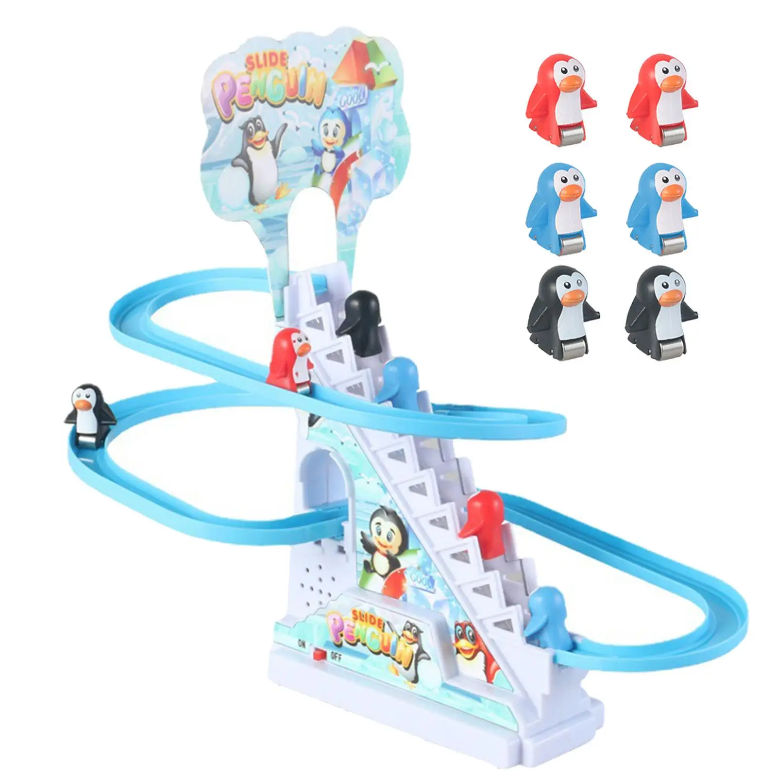 Penguin Climbing Stairs Toys Race Track Game Set for Girls Children Kids