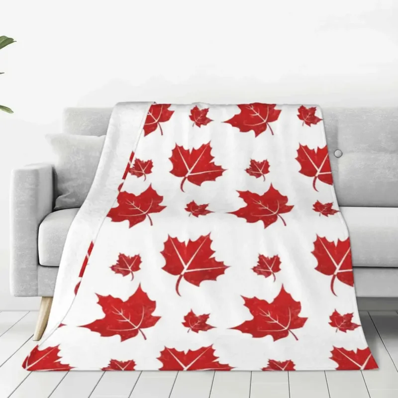 

Maple Leaf Pattern Coral Fleece Plush Throw Leaves Blanket for Home Car Super Soft Bedroom Quilt