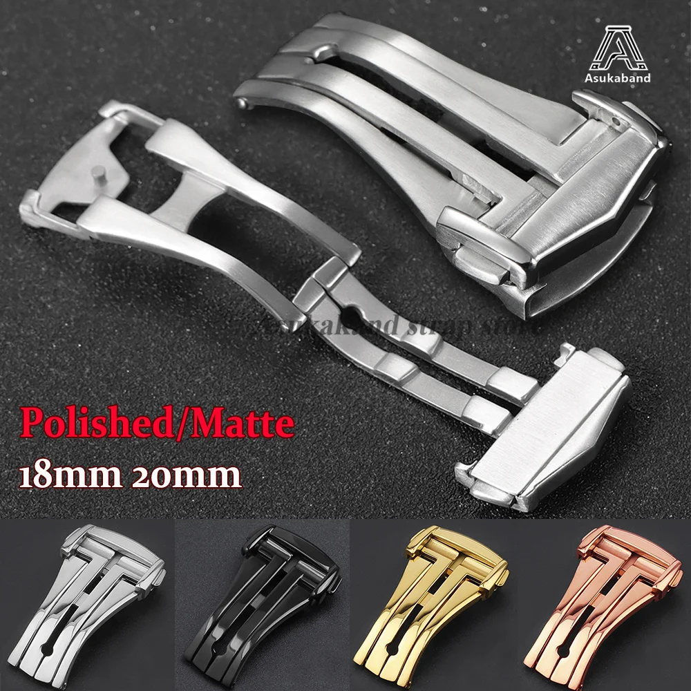 18mm 20mm Polished/Matte Stainless Steel Deployment Clasps for Omega for Seamaster Speedmaster Folding Watch Buckle Strap Button