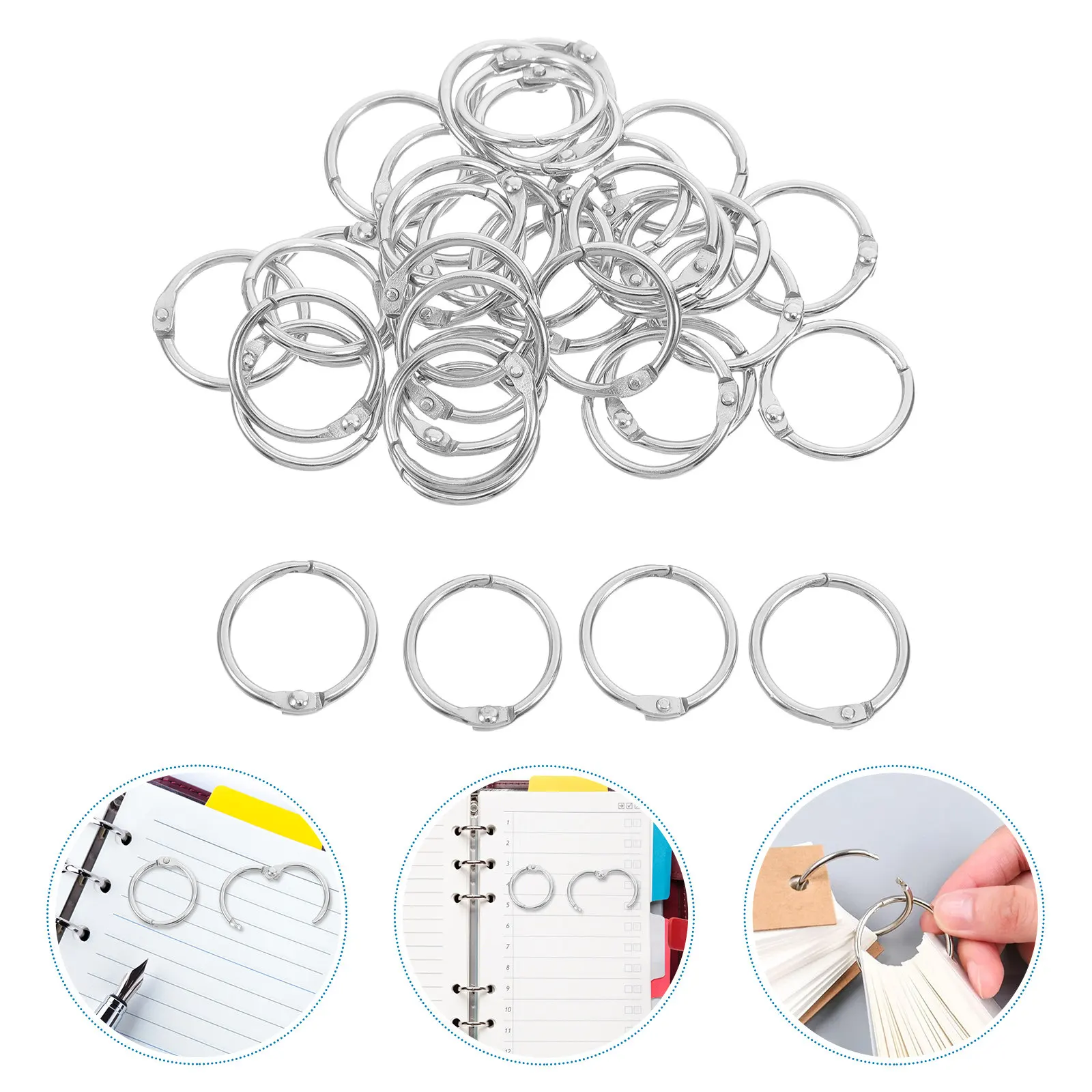 

50Pcs 20Mm Premium Metal Loose Leaf Rings Easy Open Close Swivel Rivet Book Circles for Note Cards Binders Memo Files Scrapbooks