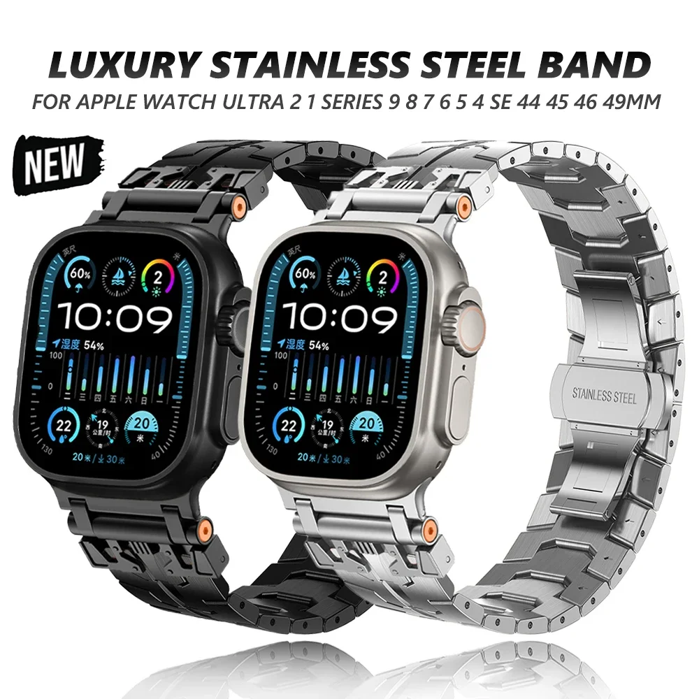 

Stainless steel luxury strap for Apple Watch Ultra 2 band 49mm 10 46mm for iwatch Series 10 9 8 7 6 5 4 ultra 44mm 45mm bracelet