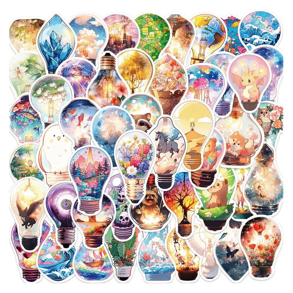 Calcomanías de Pvc para ordenador portátil, juego de pegatinas de mundo de bombilla impermeable, autoadhesivas no repetitivas, para teléfono, portátil y equipaje