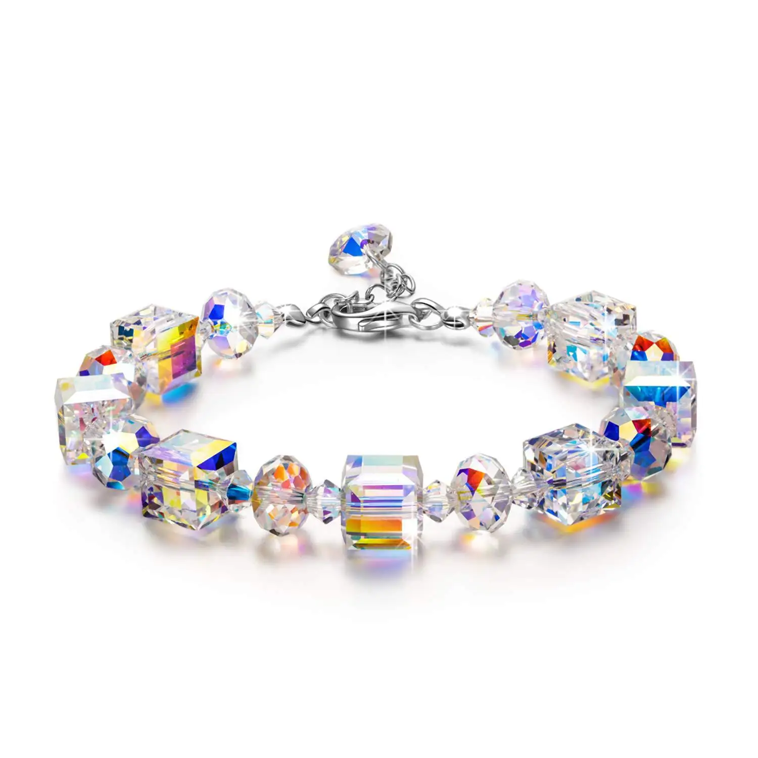 Wish Trendy European and American Bracelet: Square Crystal Bracelet Ring, Elegant and Luxurious, 2026 New Model, Colorful Crysta