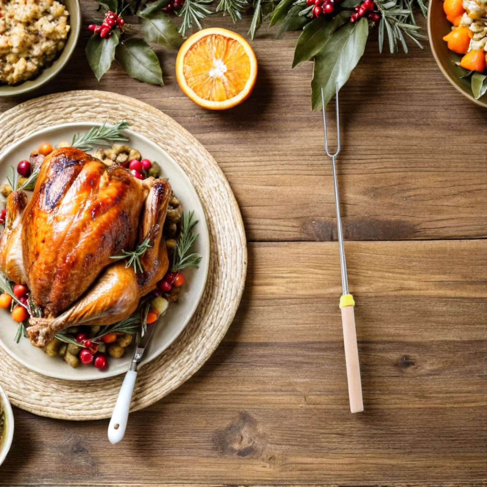 

1Pcs Stainless Steel Telescoping Roasting Fork Safe Distance Marshmallow Hot Dog Sausage Skewer Barbecue Camping Bbq Outdoor