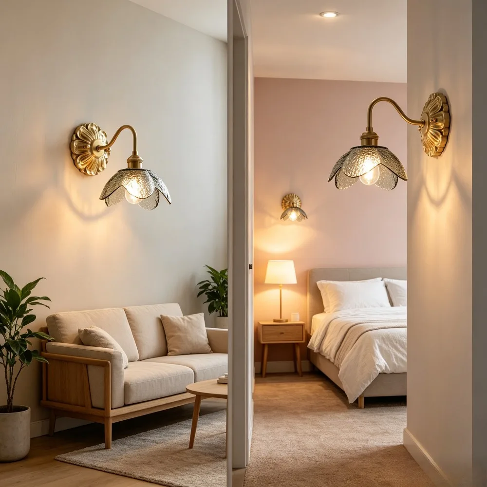 Frosted Glass LED Wall Light Switch Socket Home Decor Indoor Lighting Living Room Bedroom Beside Lamp