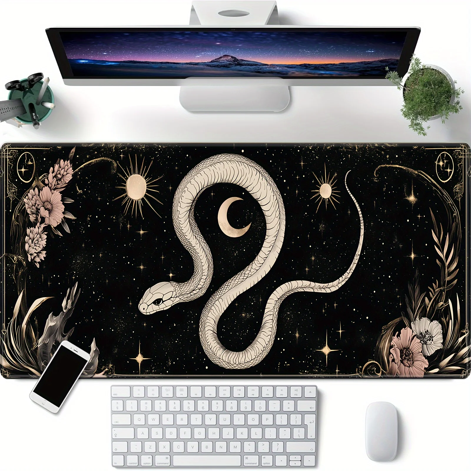 

Golden Snake Pattern Mouse Pad Large Rubber Anti-slip PC Desk Accessories Mousepad for Offices and Gamer Keyboard Mats Decor Mat