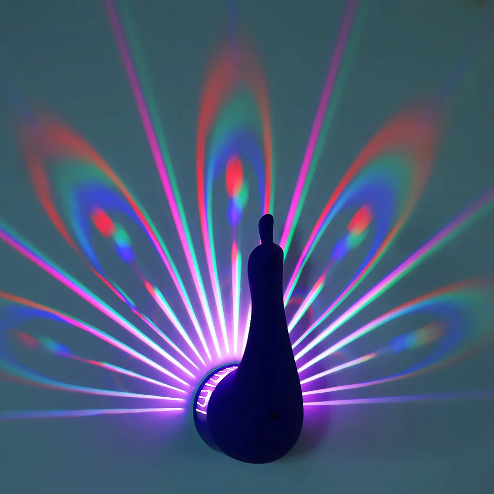 

Настенный светильник с павлинами, красочное окружающее освещение, современная креативная атмосфера, бра, 3D корпус, освещение животных, блеск для спальни