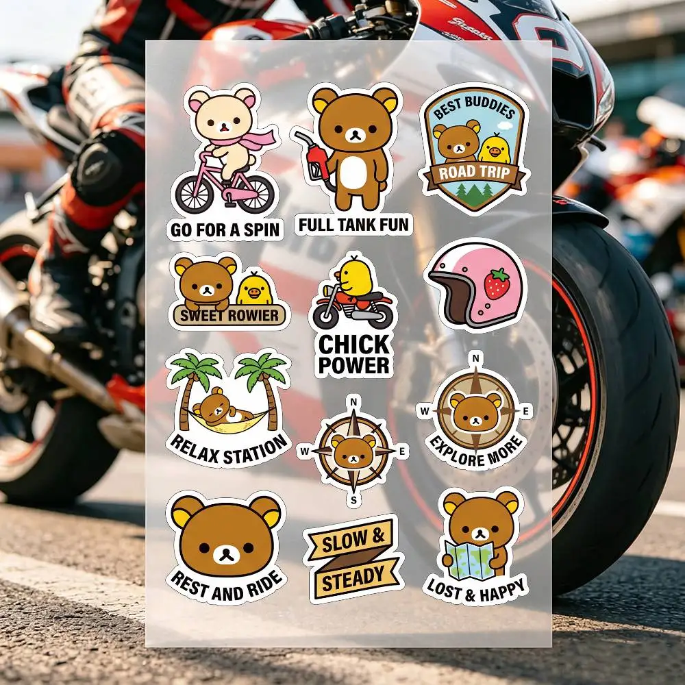Cartoon R-Rilakkuma Motorcycle Stickers Are Reflective Durable Easy To Peel And Highly Decorative