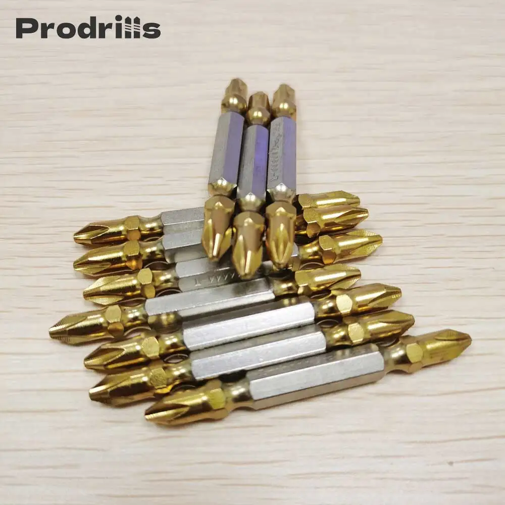 PH2 Magnetic Cross Double Head Screwdriver Bits 65mm Phillips Titanium Coated Electric Hex Shank Screw Driver Drill Bit