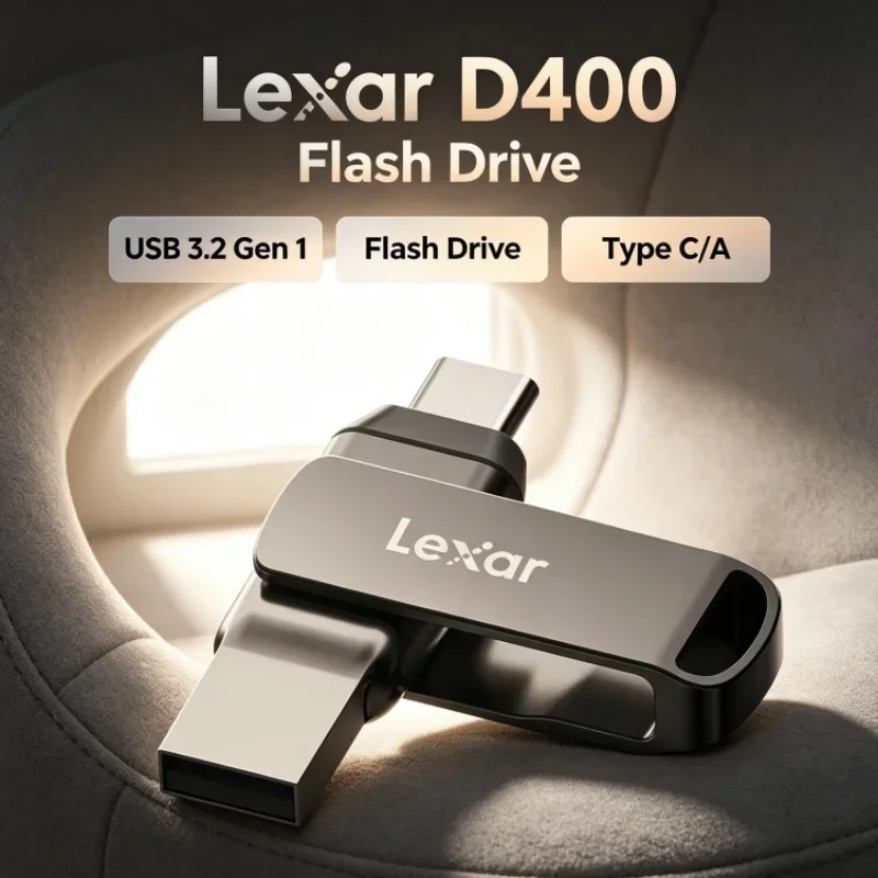 Lexar JumpDrive D400 Dual Slot Type C/A USB Flash Drive 64GB 128GB 256GB USB 3.2 Gen 1 For PC/Mac