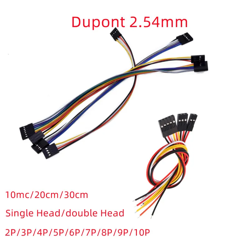 5pcs Dupont 2.54MM Pitch Line 2/3/4/5/6/7/8/9/10P Female Connector with Wire 10/20/30cm Single/double Head Jumper Cable For PCB