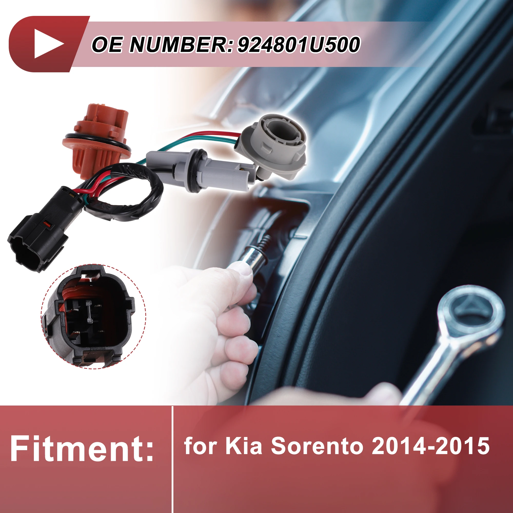 UXCELL Tail Light Socket Wiring for Kia Sorento 2014-15 No.924801U500 Lamp Bulb Pigtail Connector Harness