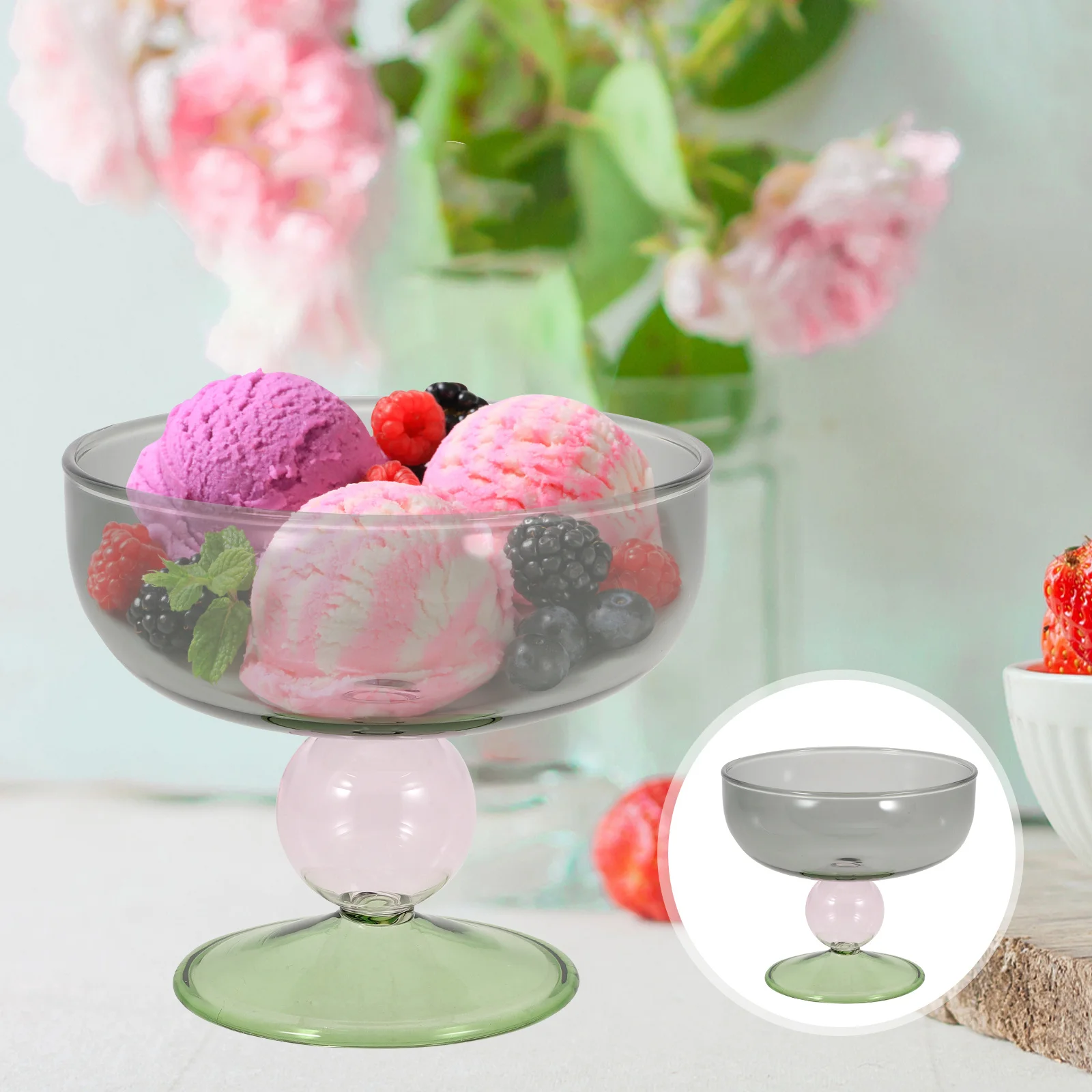 

Multi-Color High Base Glass Dessert Cup Delicate Ice Cream Bowl Milk Shake Holder for Kitchen Restaurants Ice Cream Cup