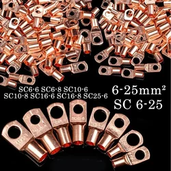 25/50/100PCS Copper Lug Ring Wire Connector Bare Cable Electric Crimp Terminal SC6-6 SC6-8 SC10-6 SC10-8 SC16-6 SC16-8 SC25-6