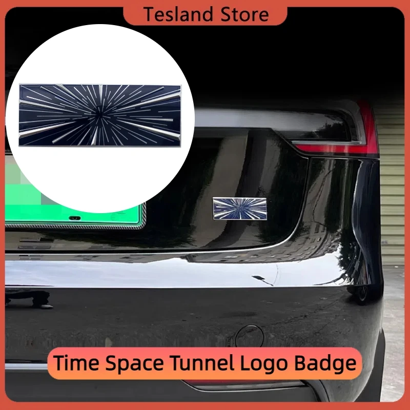 For Tesla Universal Tail Mark Time Space Tunnel Logo Badge Decal Trunk Stickers PLAID Emblem Model 3 Y S X 2017-2025 Accessories