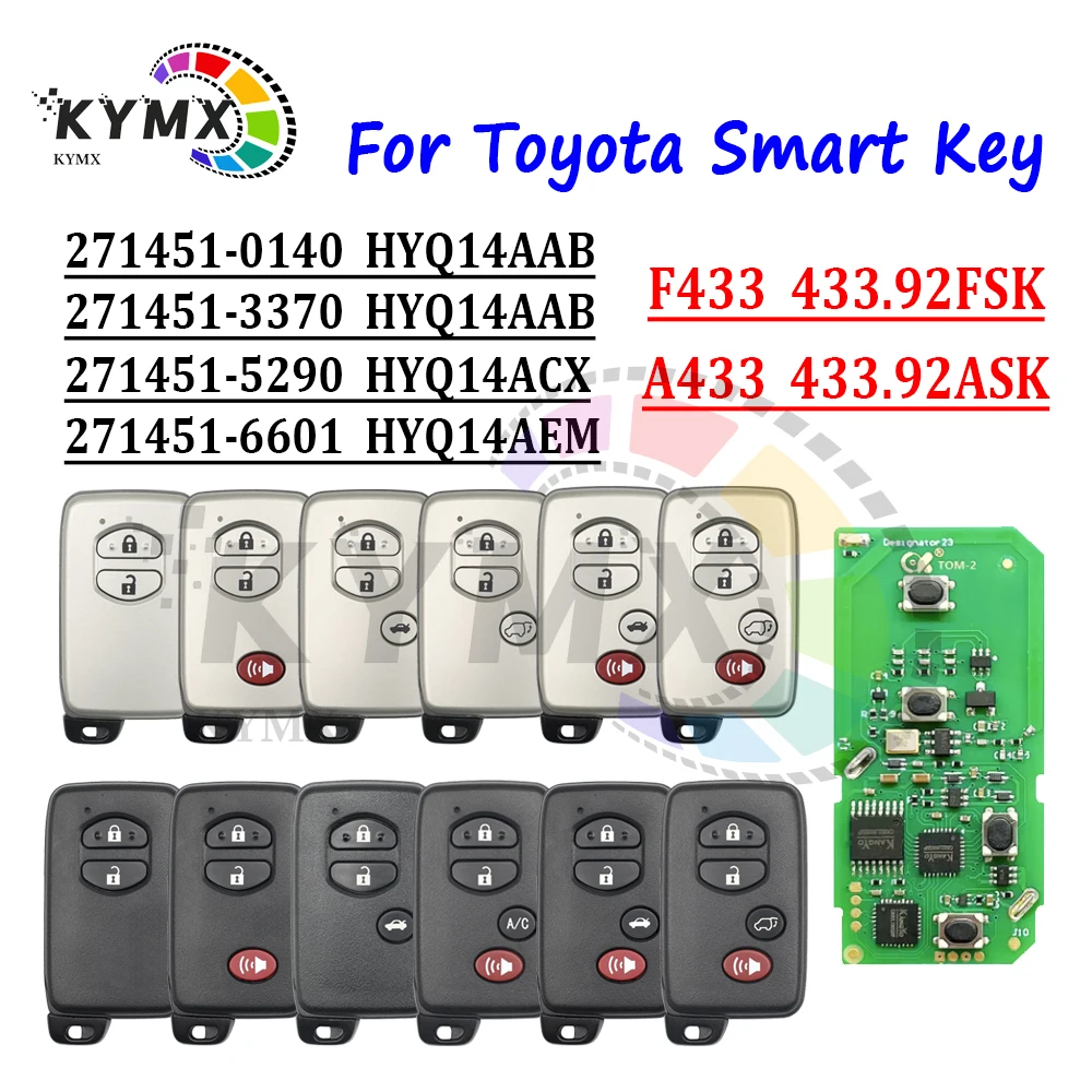 Умный ключ KYMX 271451-5290 3370 0140 6601 F433 A433 4DChip для Toyota LandCruiser Prado Camry Crown Aurion LC200 Venza Prius C V