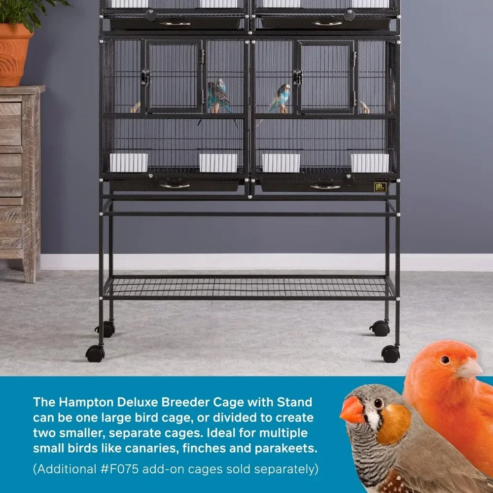 Imagem -02 - Humming Bird Trap Cage For Birds F070 Deluxe Criador Dividido Stand Ninhos para Canárias Loungefly Lovebird Preto