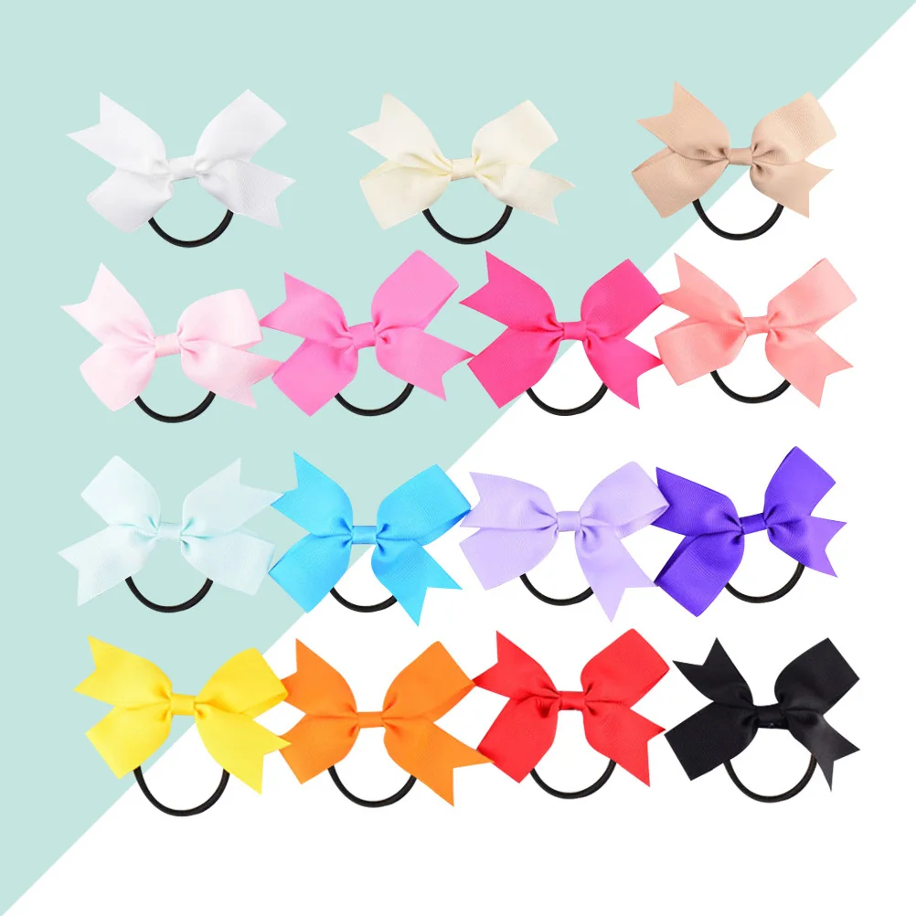 

16Pcs Girls Bowknot Hair Bands Colorful Grosgrain Ribbon Hair Tie Elastic Ponytail Holder for Toddlers Teens Daily Party
