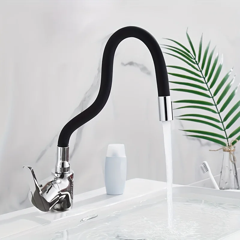

11.81inch flexible faucet hose extender with swivel connector - splash proof rotatable and extendable hose suitable for kitchen