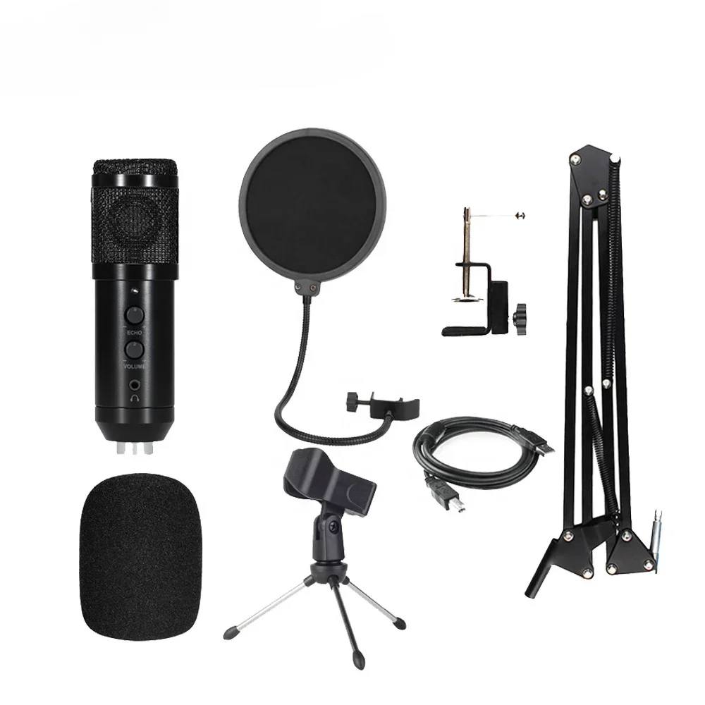 

Professional Studio Recording USB RGB with Cardioid Equipment BM800 Condenser Mic Set Microphone