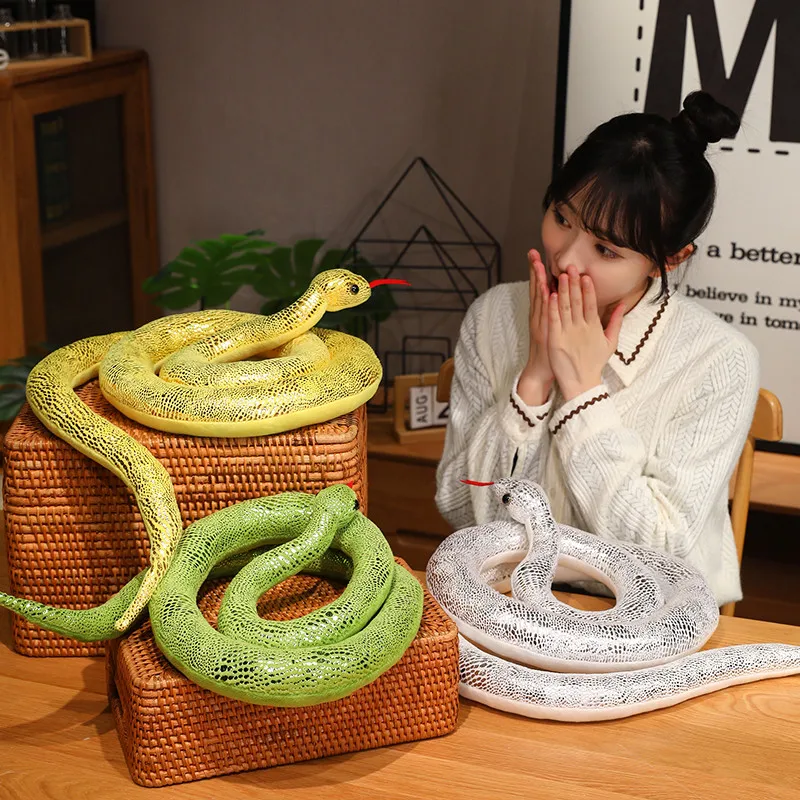New 1pc Simulation Snakes Plush Toy Giant Long Snake Stuffed Animal Plushie Funny Tricky Friends Halloween Gift