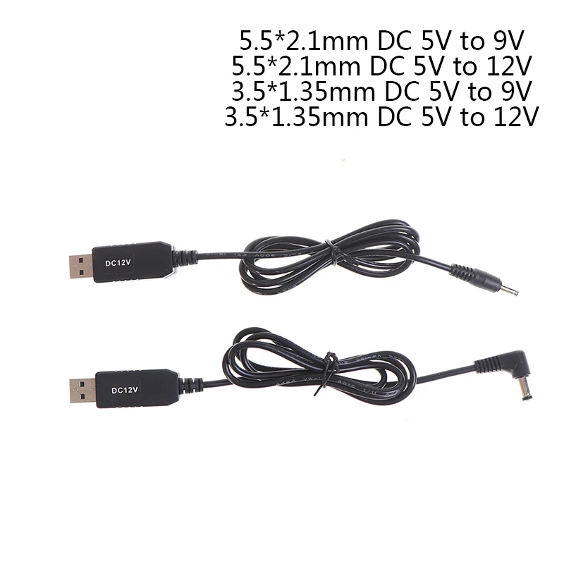 USB Power Boost Line, DC 5V a 9V, 12V Step Up Cabo Adaptador, 3.5x1.35mm, 5.5x2.1mm