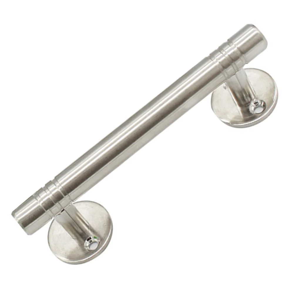 Double Iron Door Handle Stainless Steel Adjustable Simple Design Compatible with Various Doors Installation Screws Included