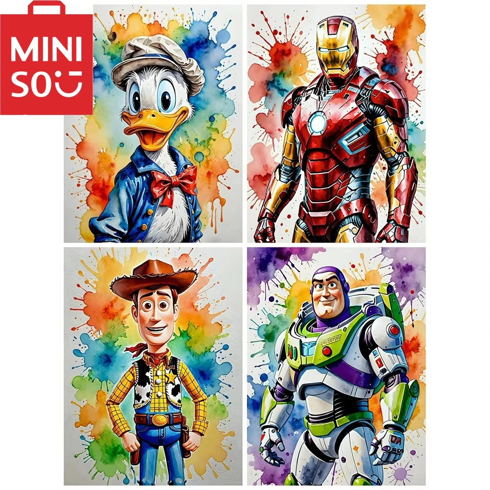 MINISO Disney imágenes por números Pato Donald Kit de pintura DIY para adultos Toy Story dibujos animados conejo pintura al óleo Iron Man regalo para niños